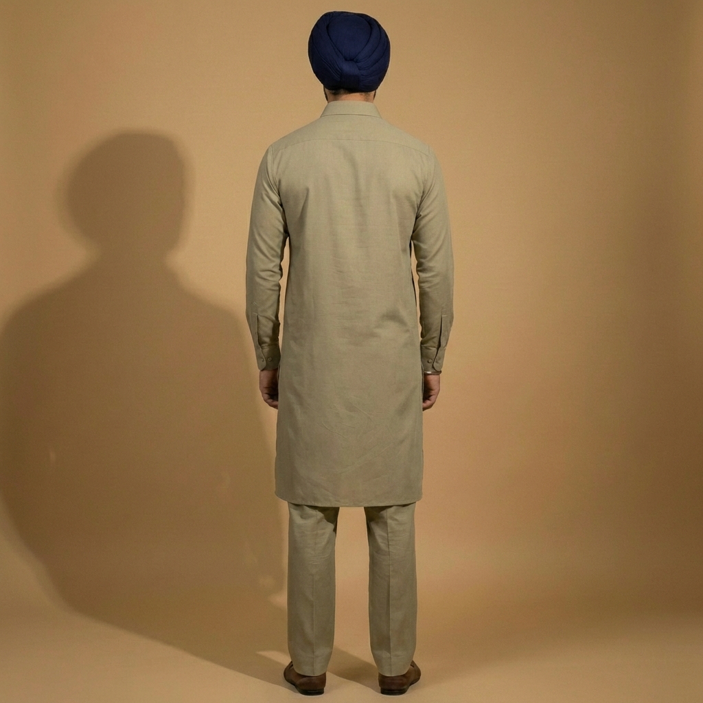 Stone Olive Beige Kurta Pajama - Image 4